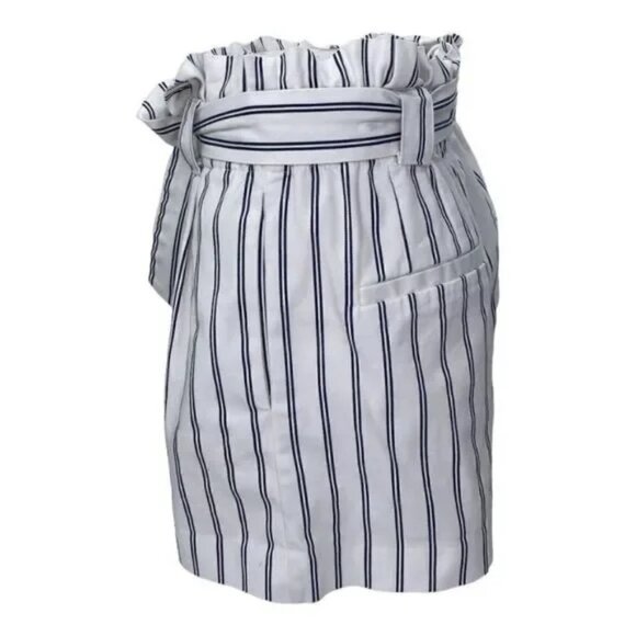 Zara TRF Collection Pleated Belted Paper Bag Shorts White Striped - Picture 6 of 6